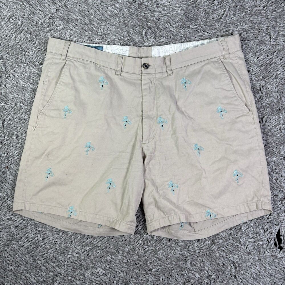 Castaway Nantucket Chino Shorts Mens 36 Embroidered Horses Beige Preppy Summer